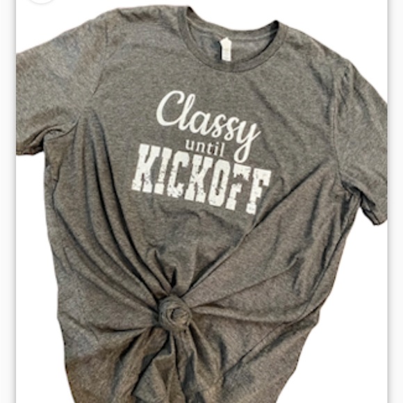 Bella+Canvas Classy Until Kickoff NFL Football Shirt Plus Size 2XL 2X XXL Women - Picture 2 of 5